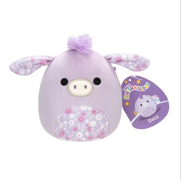 Nwt 🐣 5" Floral Print Purple Donkey Easter Squishmallow - Picture 1 of 4